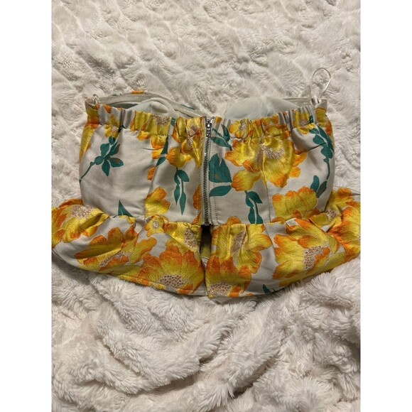 Endless Rose Floral Brocade Sweetheart Neck Crop Top - Picture 4 of 5